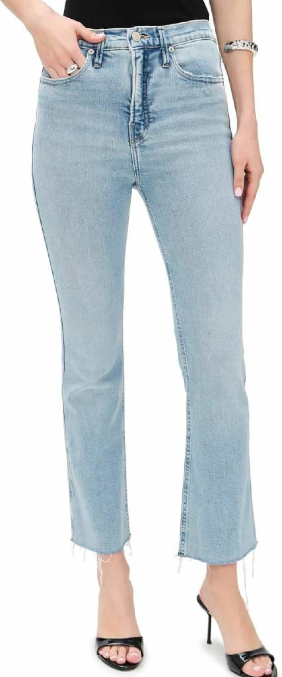 Good American Women's Good Standard Kick Flare Jeans - High Waist Stretch Denim Pants for Women