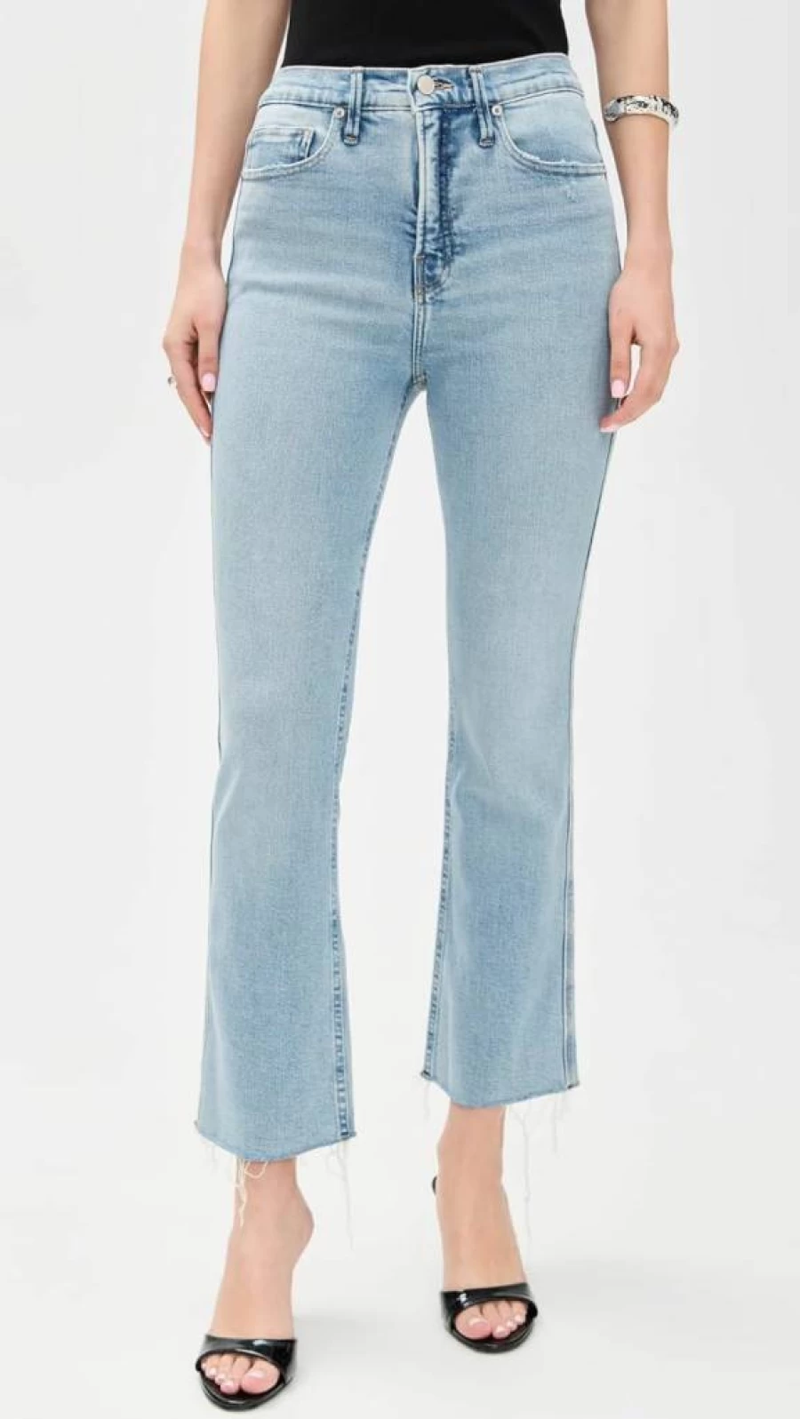 Good American Women's Good Standard Kick Flare Jeans - High Waist Stretch Denim Pants for Women