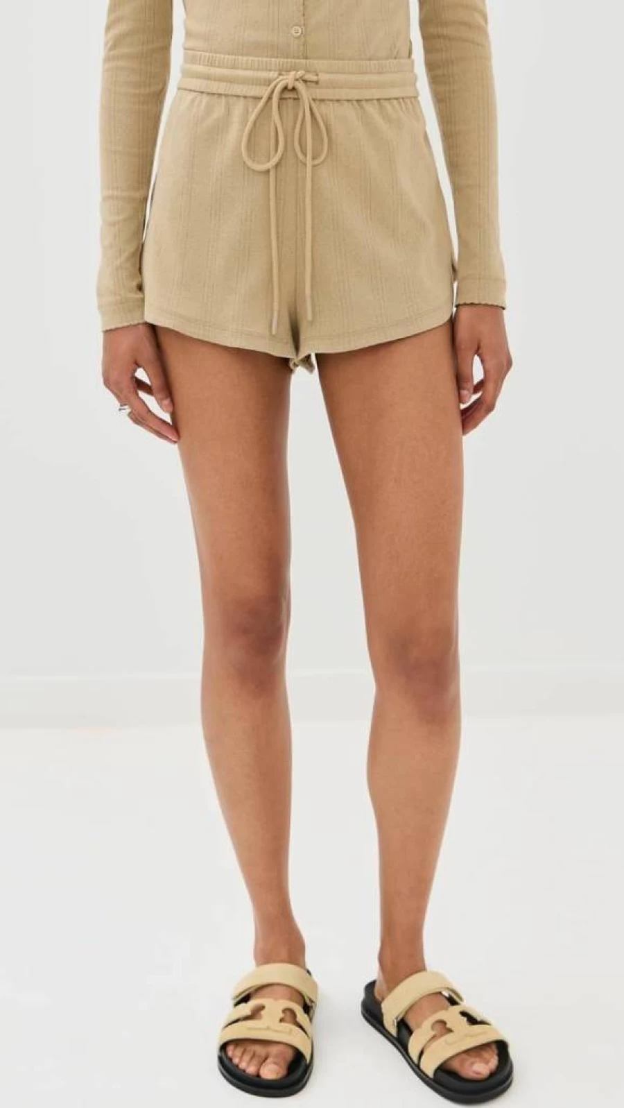 LE BOP Women's Valerie Lace Trim Shorts - Breathable Pointelle Design for Comfort & Style