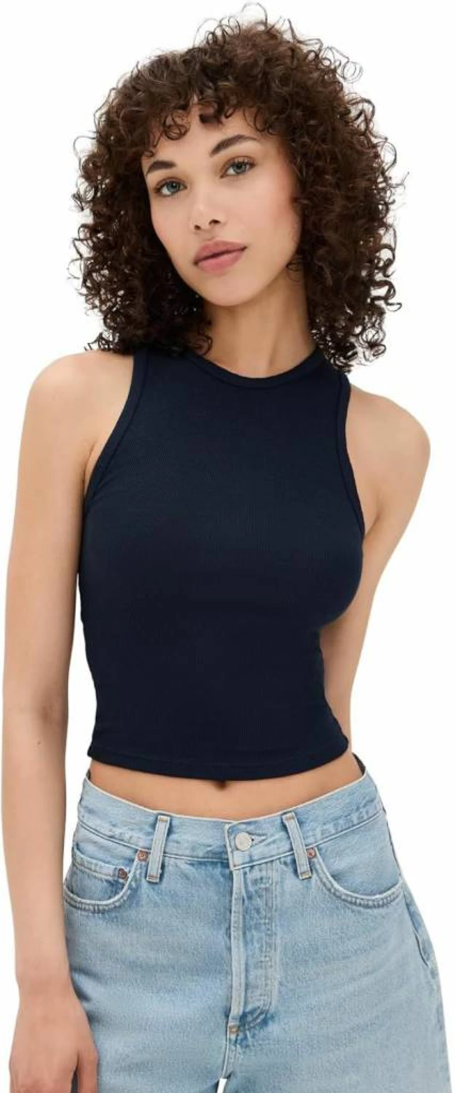 PerfectWhiteTee Women's Gigi Ribbed Tank Top - Soft Stretch Fit Casual Basic Cami