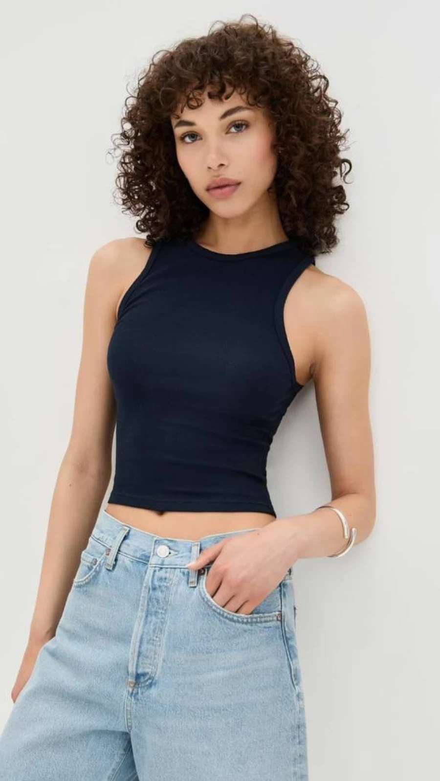 PerfectWhiteTee Women's Gigi Ribbed Tank Top - Soft Stretch Fit Casual Basic Cami