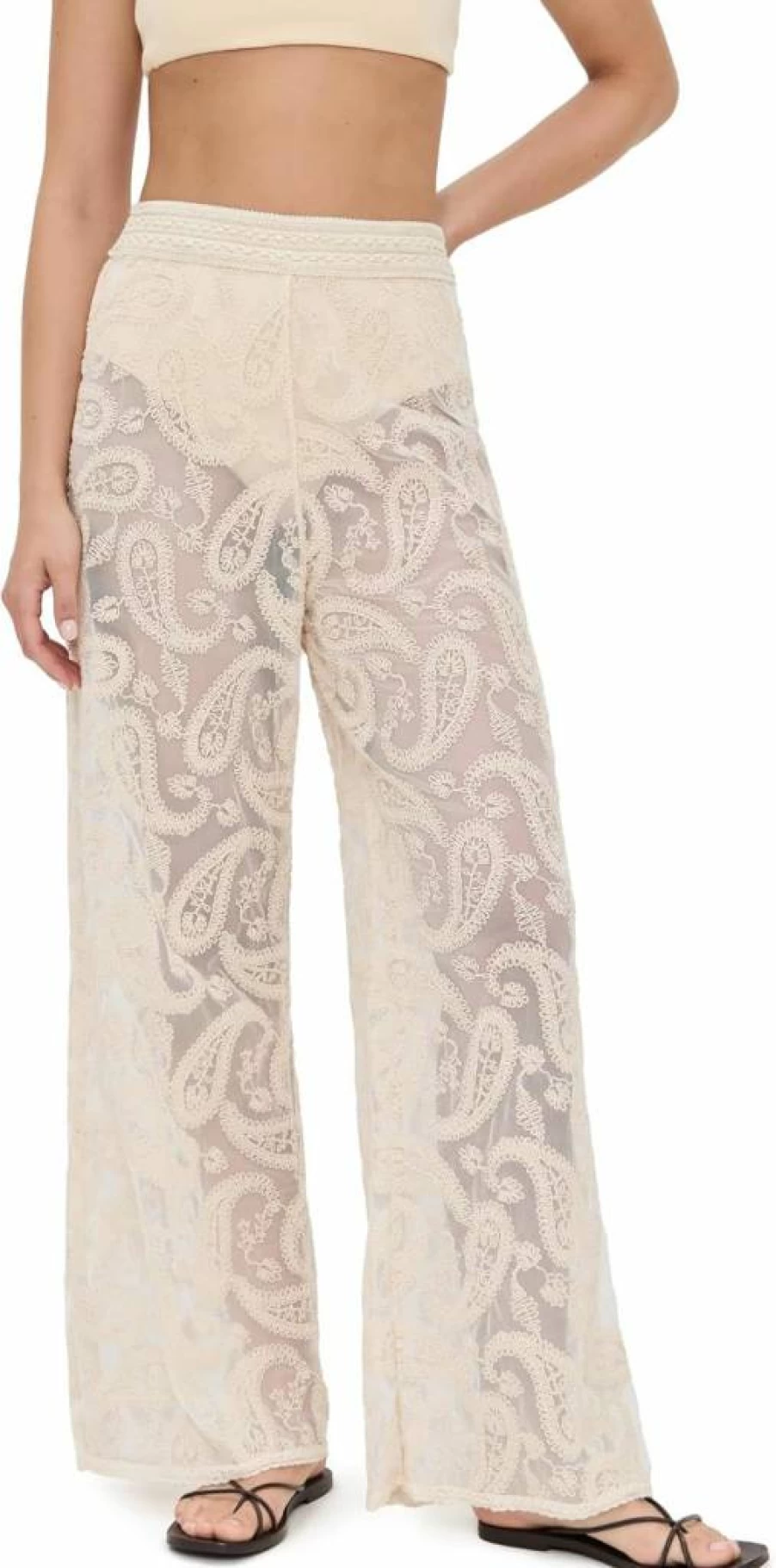 Dress To Women's Lace High-Waisted Wide Leg Pants Elegant Comfort Fit