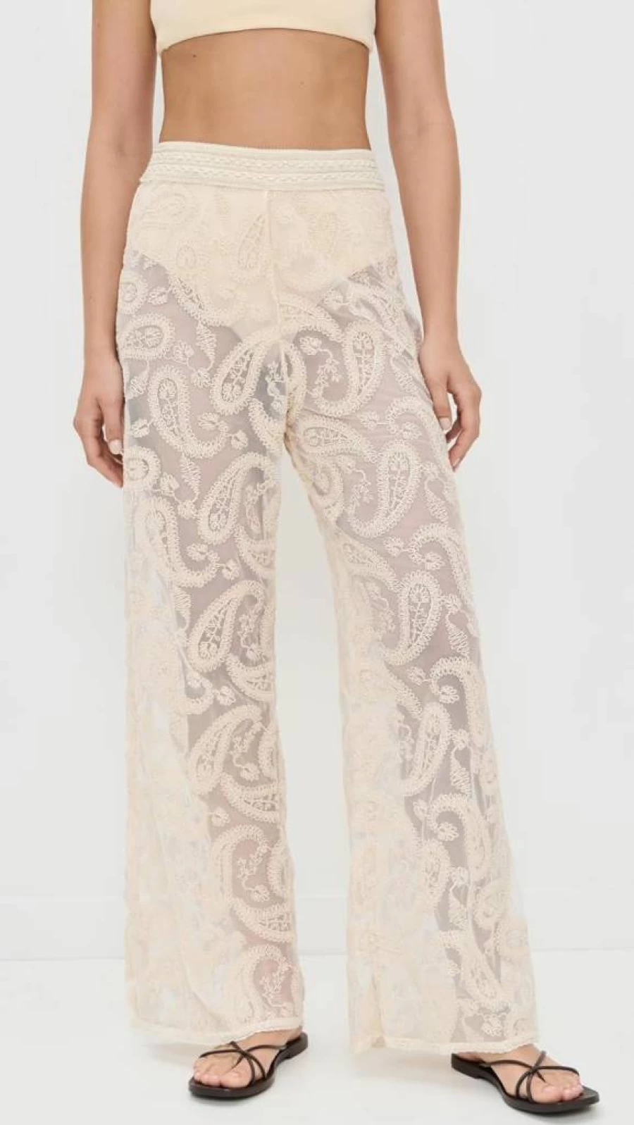 Dress To Women's Lace High-Waisted Wide Leg Pants Elegant Comfort Fit