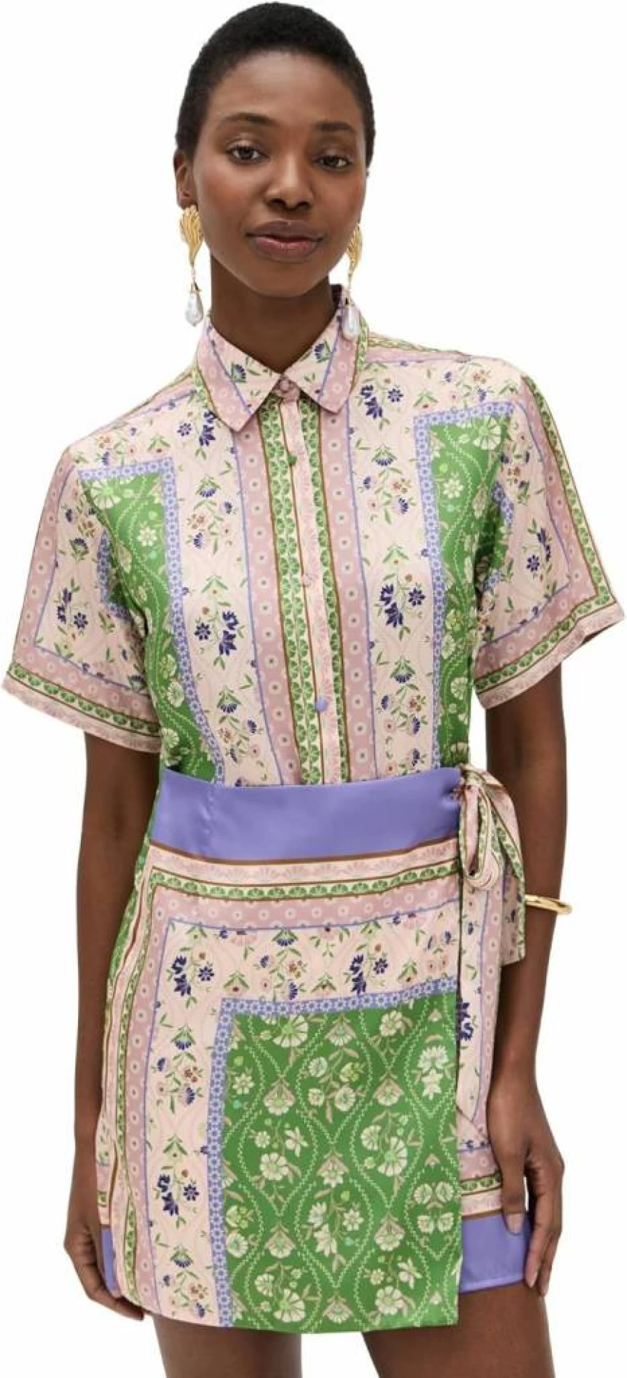 Misa Women's Kezia Floral Summer Dress - Elegant Casual A-Line Midi Dress with Short Sleeves