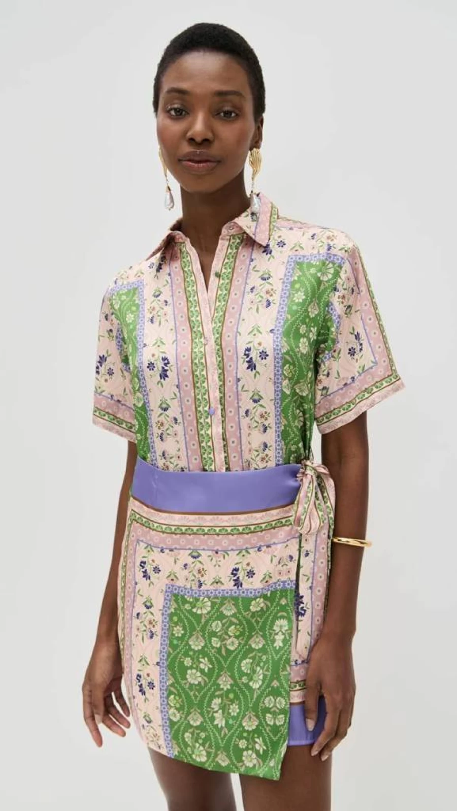 Misa Women's Kezia Floral Summer Dress - Elegant Casual A-Line Midi Dress with Short Sleeves