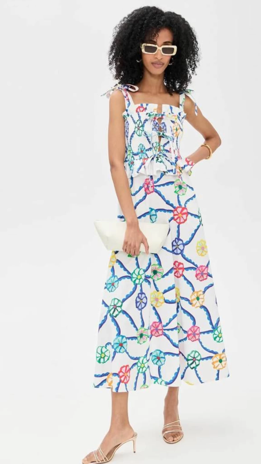 CeliaB Women's Turpan Blue Floral Print Summer Dress - Elegant V-Neck A-Line Casual Dress