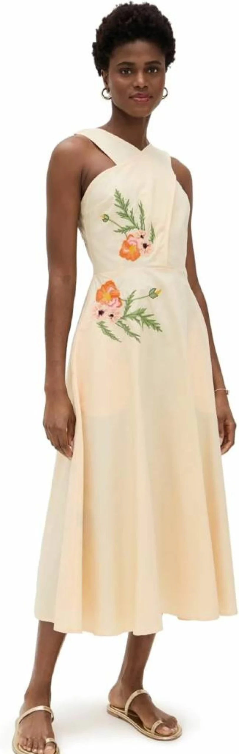 FANM MON Women's Samie Dress - Elegant Flowy Summer Dress with V-Neck and Floral Print