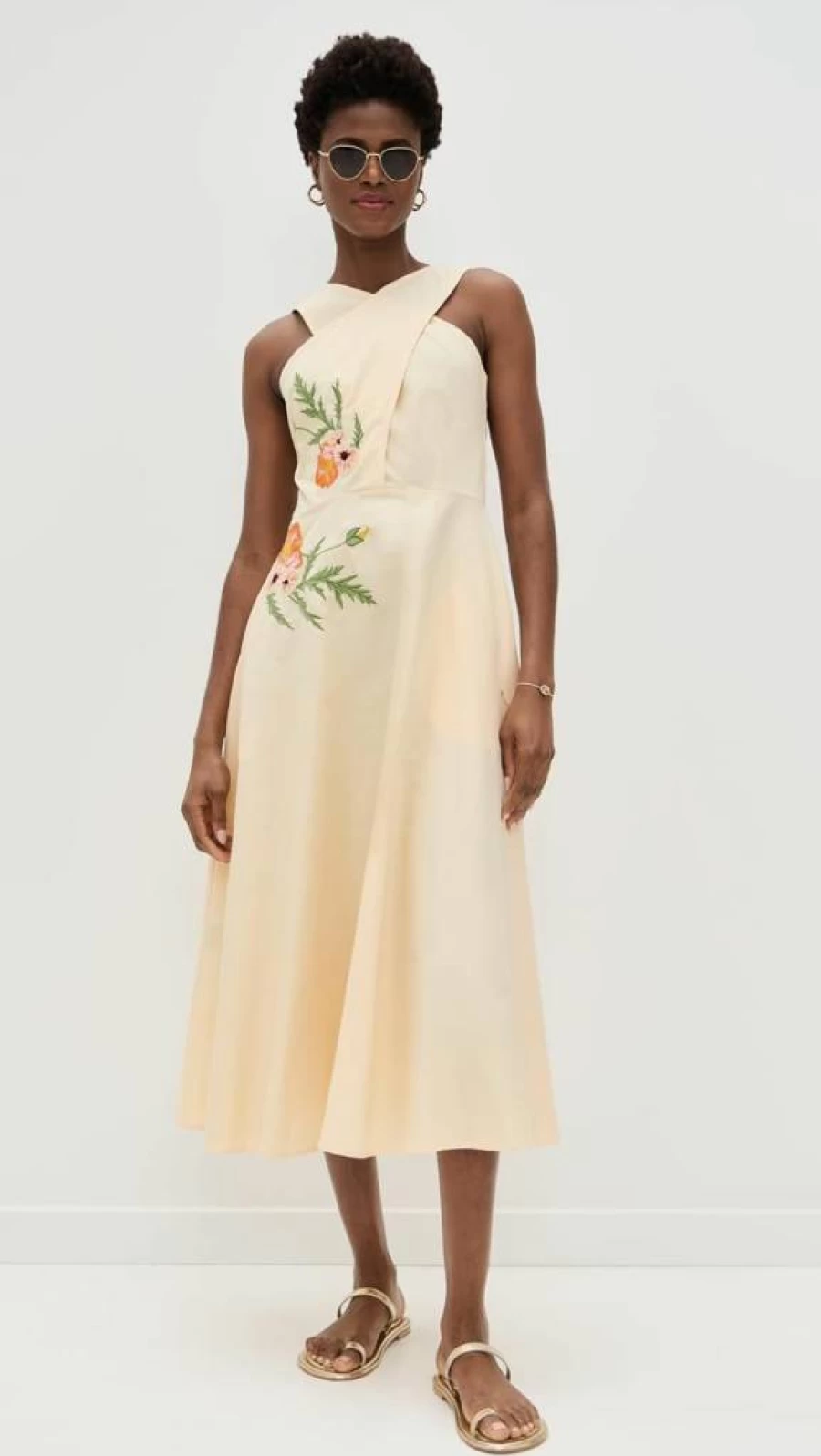 FANM MON Women's Samie Dress - Elegant Flowy Summer Dress with V-Neck and Floral Print