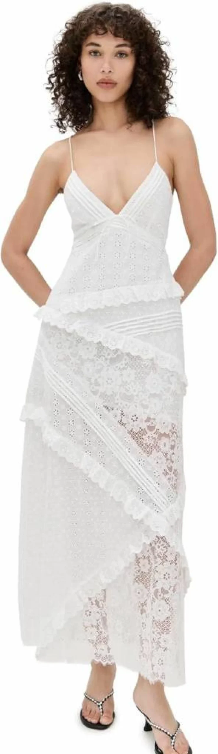 For Love & Lemons Women's Rosalyn Floral Lace Maxi Dress - Bohemian Summer Beach Wedding Party Gown