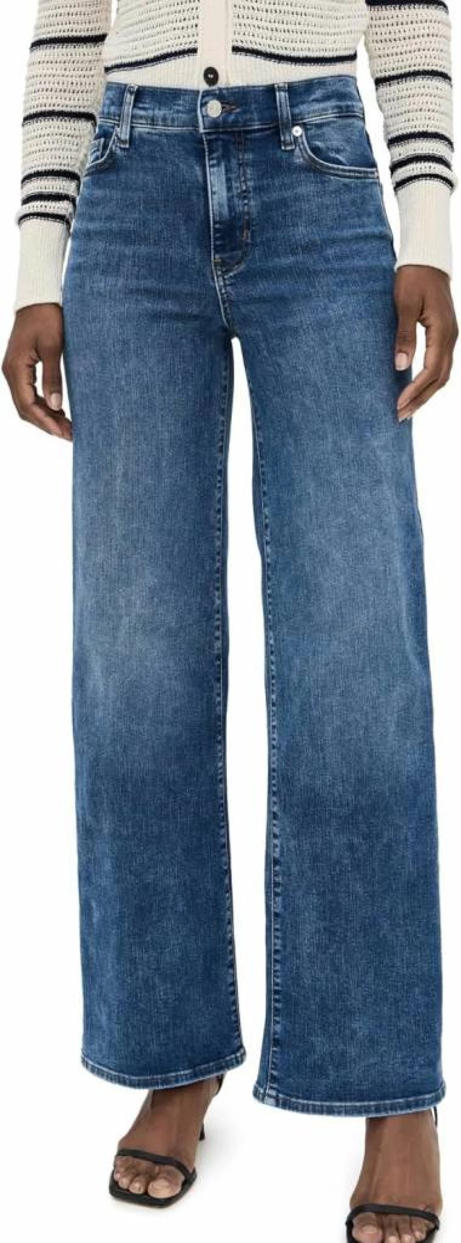 FRAME Women's High-Waisted Slim Fit Palazzo Jeans - Stretch Denim Skinny Trousers
