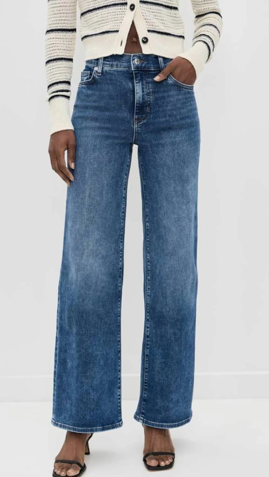 FRAME Women's High-Waisted Slim Fit Palazzo Jeans - Stretch Denim Skinny Trousers