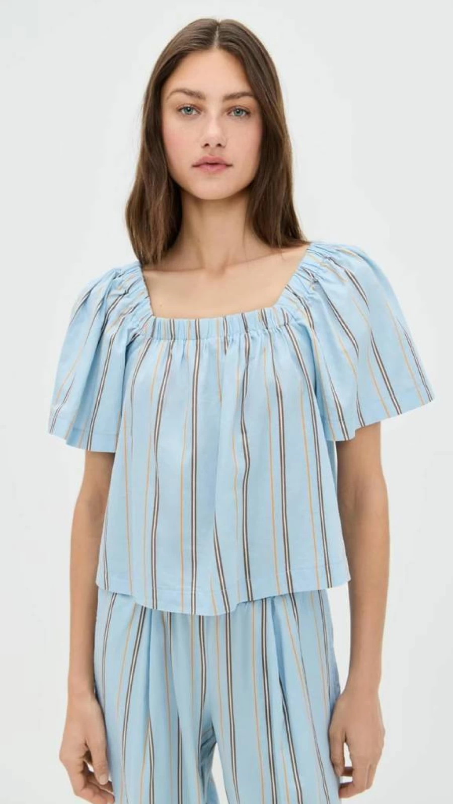 Stateside Women's Striped Poplin Swing Top - Classic Casual Comfort Fit