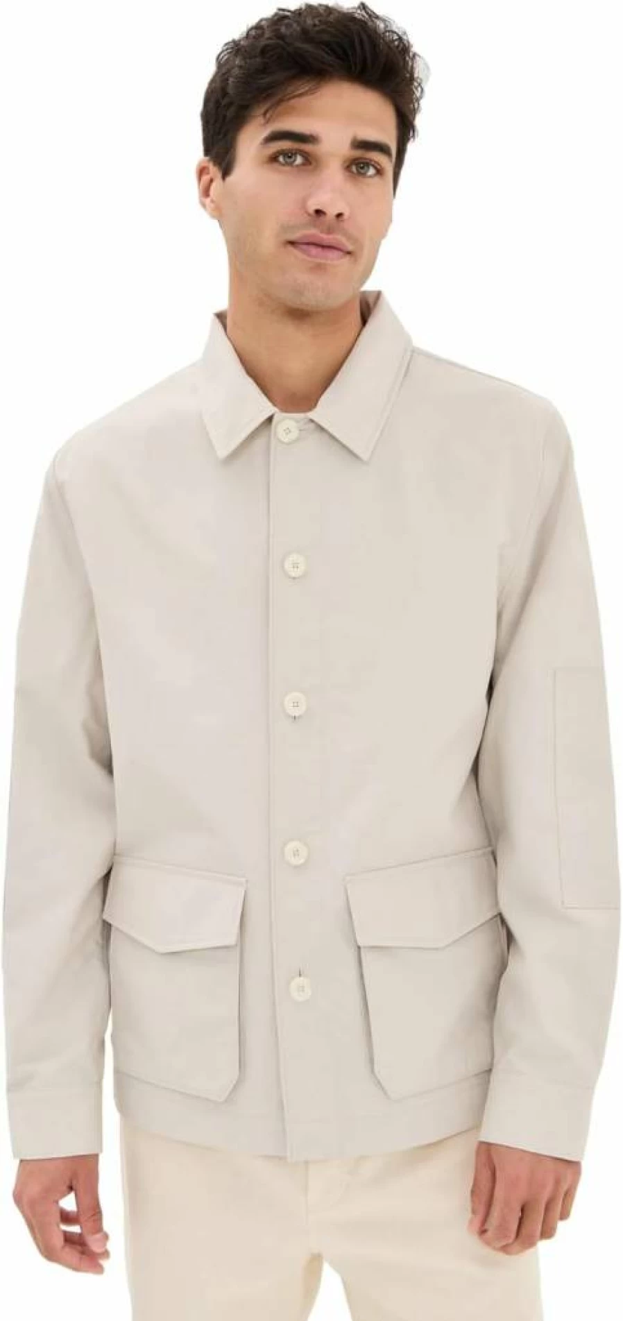 Vince Men's Tech Cotton Utility Jacket - Lightweight Water-Resistant Casual Outerwear