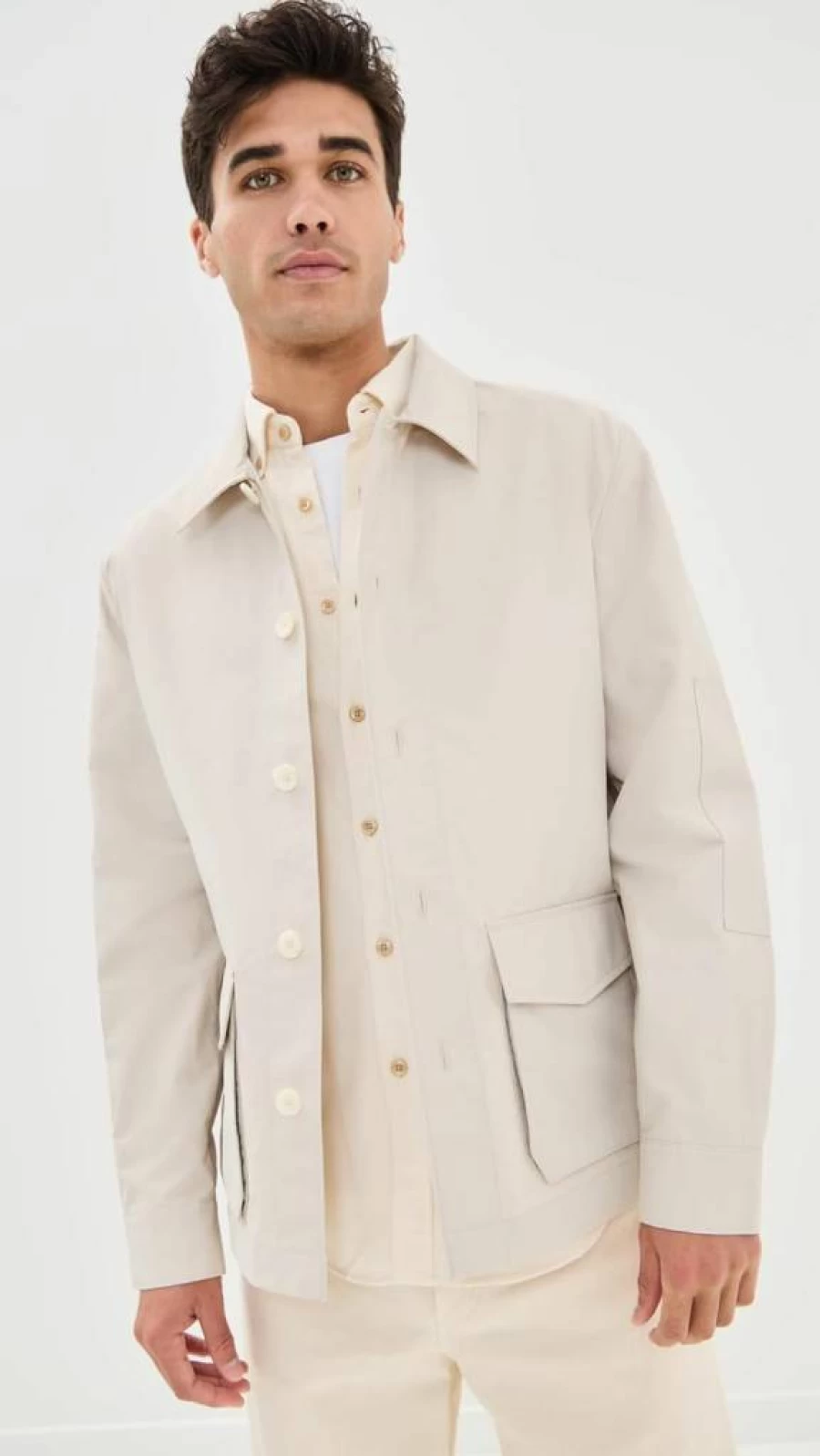 Vince Men's Tech Cotton Utility Jacket - Lightweight Water-Resistant Casual Outerwear