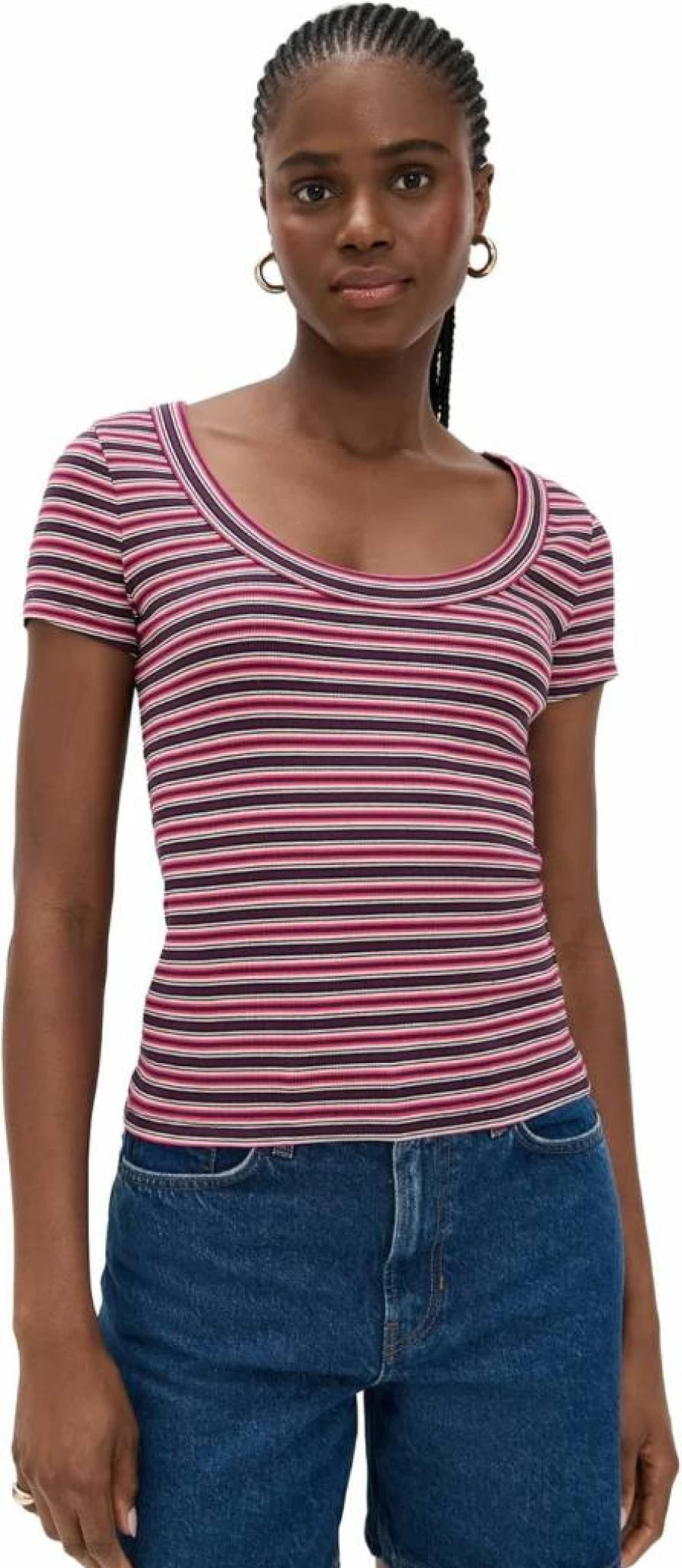 Madewell Women's Organic Cotton Ribbed Scoop Neck T-Shirt | Sustainable Casual Tee