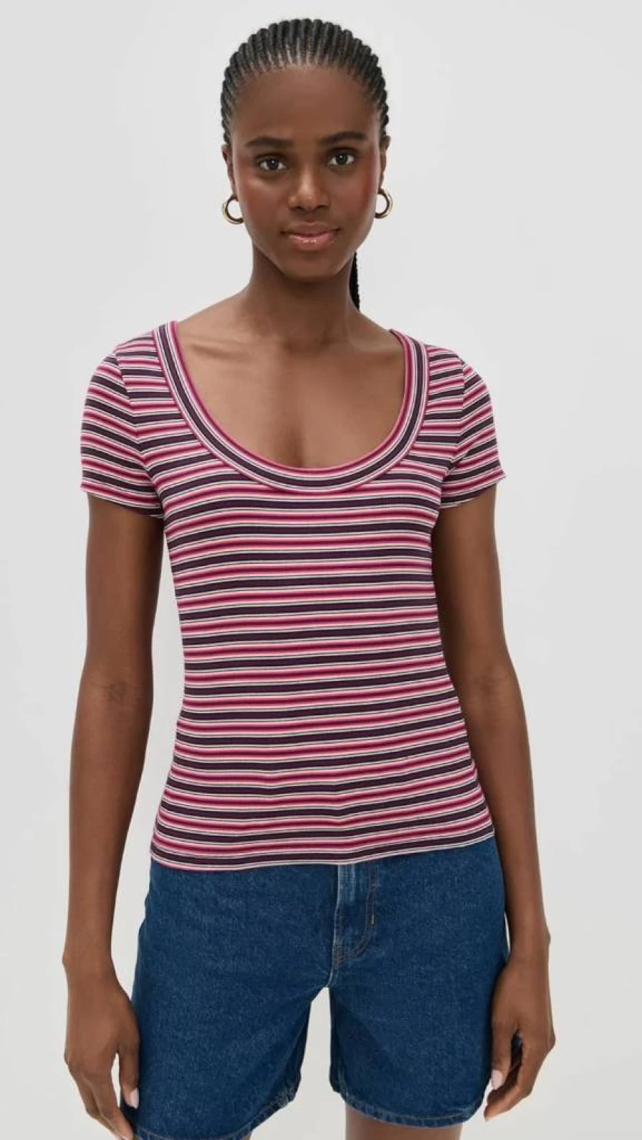 Madewell Women's Organic Cotton Ribbed Scoop Neck T-Shirt | Sustainable Casual Tee