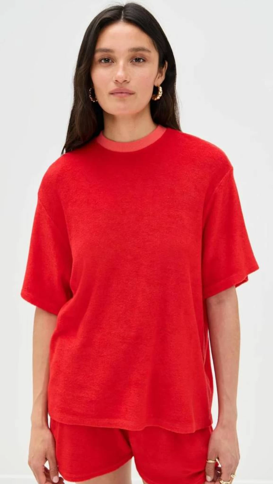 LE BOP Women's Farrah Short Sleeve Terry T-Shirt - Casual Comfort Fit Tee
