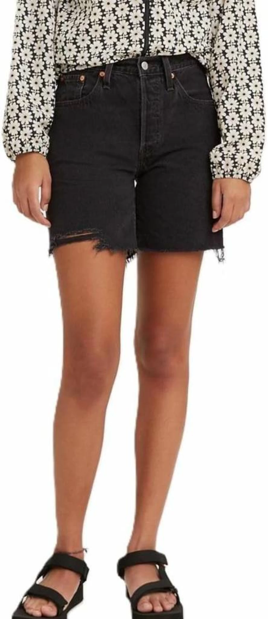 Levi's Women's 501 Mid Thigh Shorts - Premium Denim High-Waisted Classic Fit