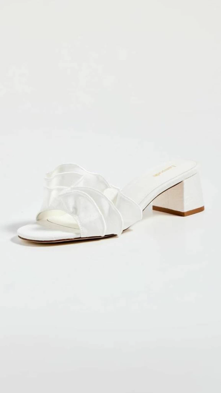 Larroude Brigette Women's White Ruffle Mules - Size 8 Medium US | Comfortable Slip-On Shoes