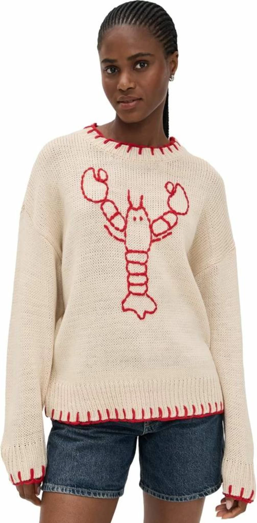 Bailey Rose Women's Lobster Claw Sweater - Cozy Knit Pullover for Women