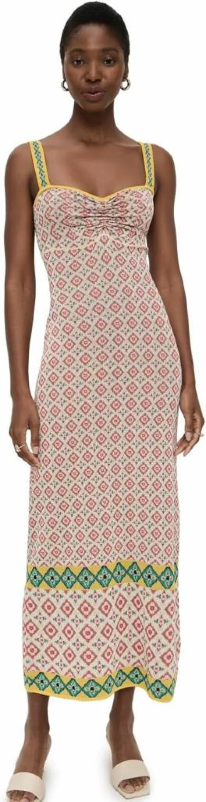 Misa Women's Bessie Dress - Elegant Flowy Summer Dress with V-Neck and A-Line Cut