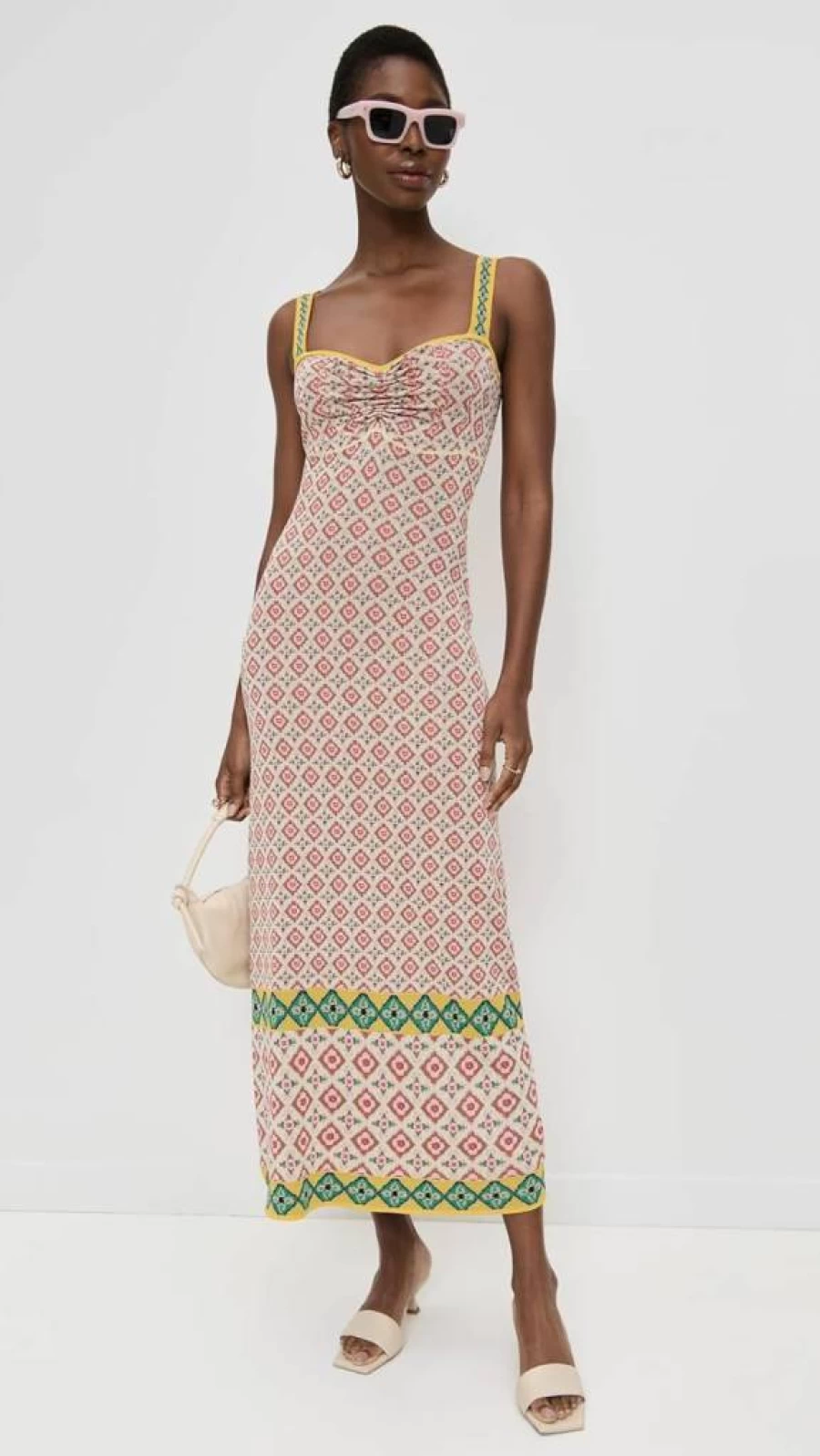 Misa Women's Bessie Dress - Elegant Flowy Summer Dress with V-Neck and A-Line Cut