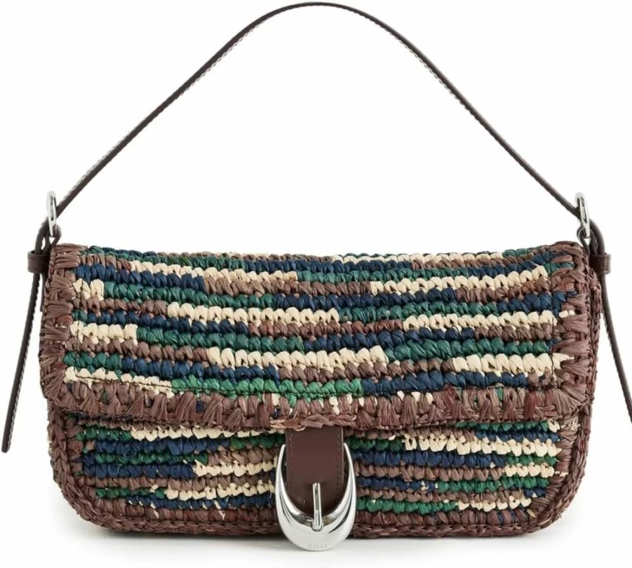 STAUD Harlow Raffia Shoulder Bag for Women - Woven Straw Handbag