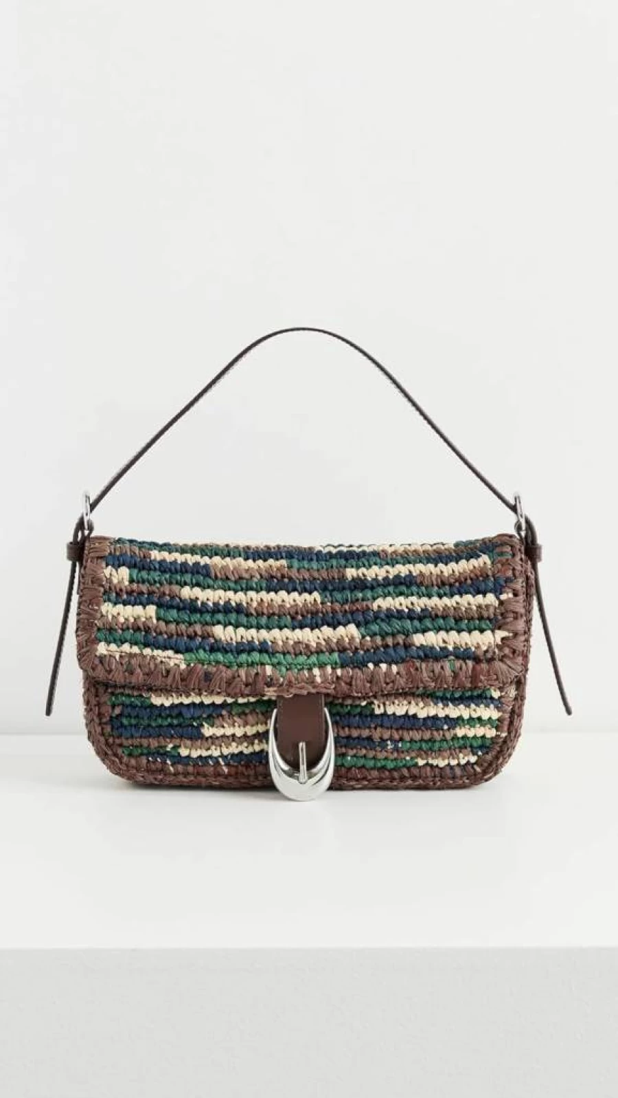STAUD Harlow Raffia Shoulder Bag for Women - Woven Straw Handbag