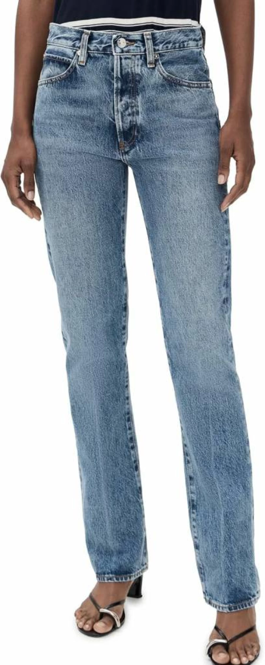 FRAME Women's High-Rise Vertical Stretch Jeans - Slim Fit Denim Pants