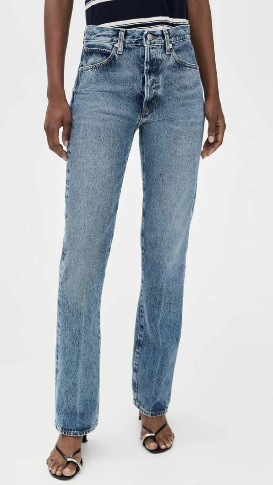 FRAME Women's High-Rise Vertical Stretch Jeans - Slim Fit Denim Pants