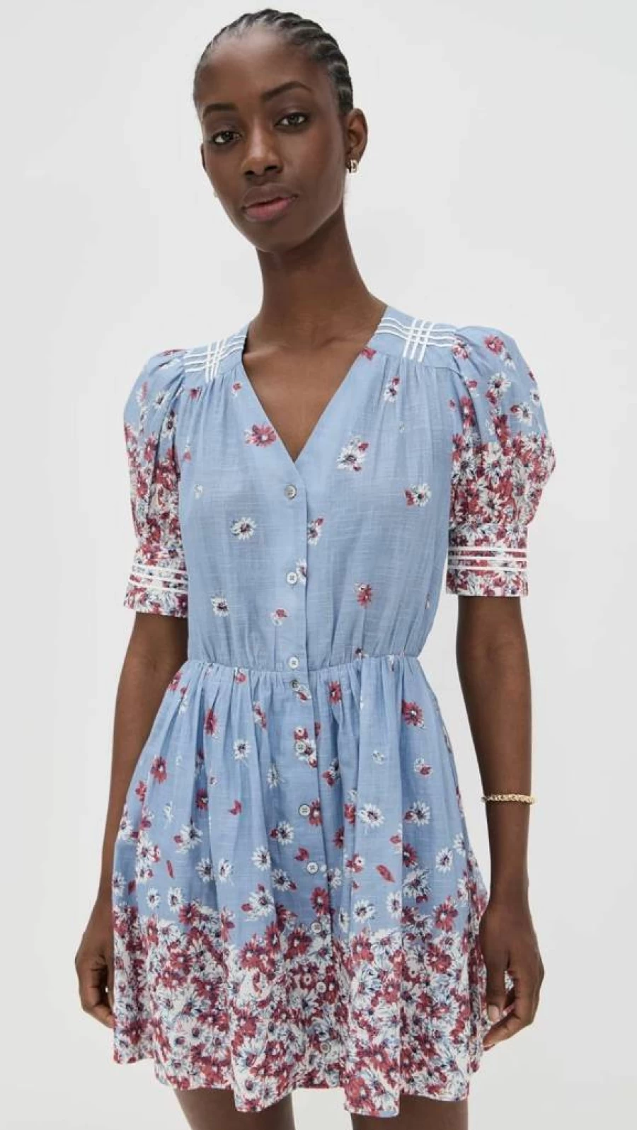 Sea Women's Whitney Floral Print Puff Sleeve Mini Dress