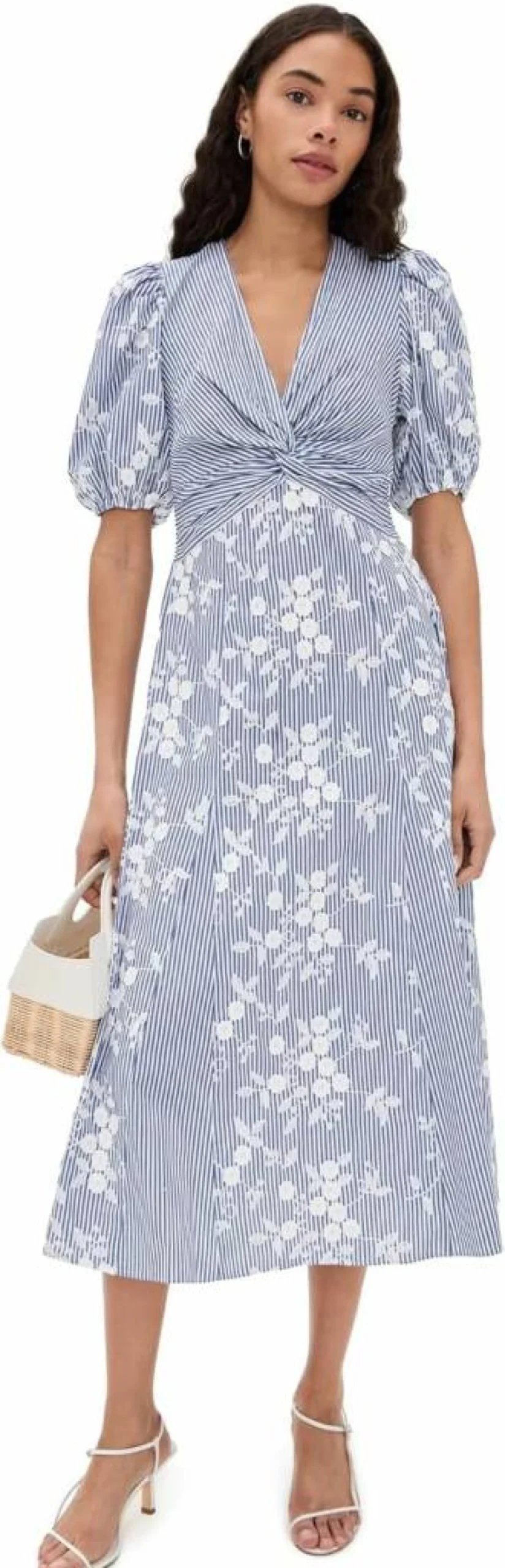Shoshanna Women's Dion Floral Wrap Dress for Summer - Elegant V-Neck A-Line Midi Dress with Belt