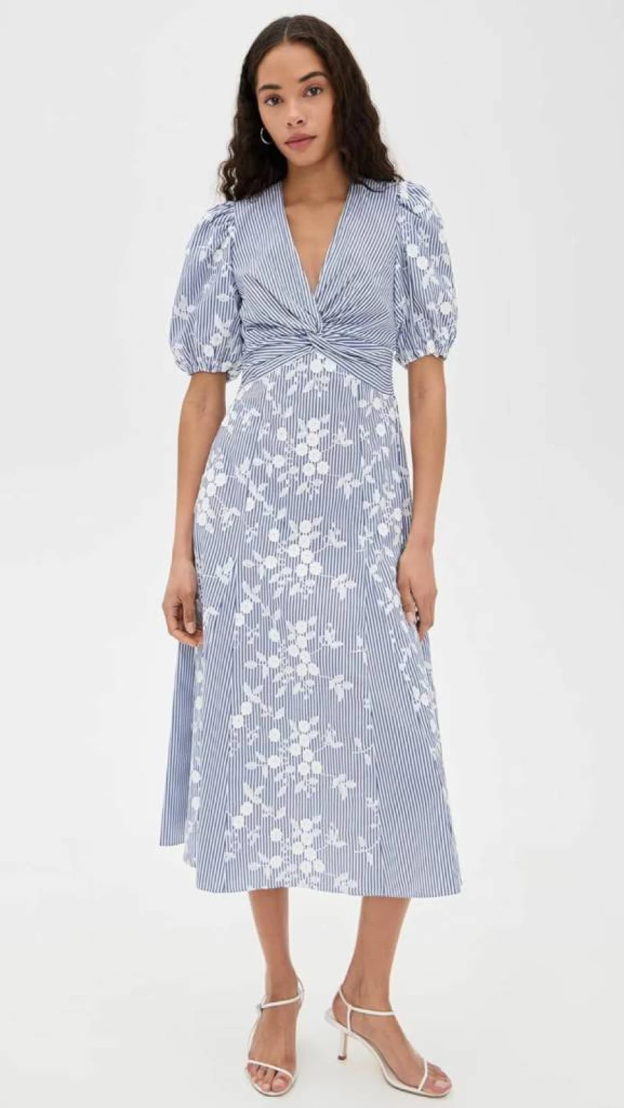Shoshanna Women's Dion Floral Wrap Dress for Summer - Elegant V-Neck A-Line Midi Dress with Belt