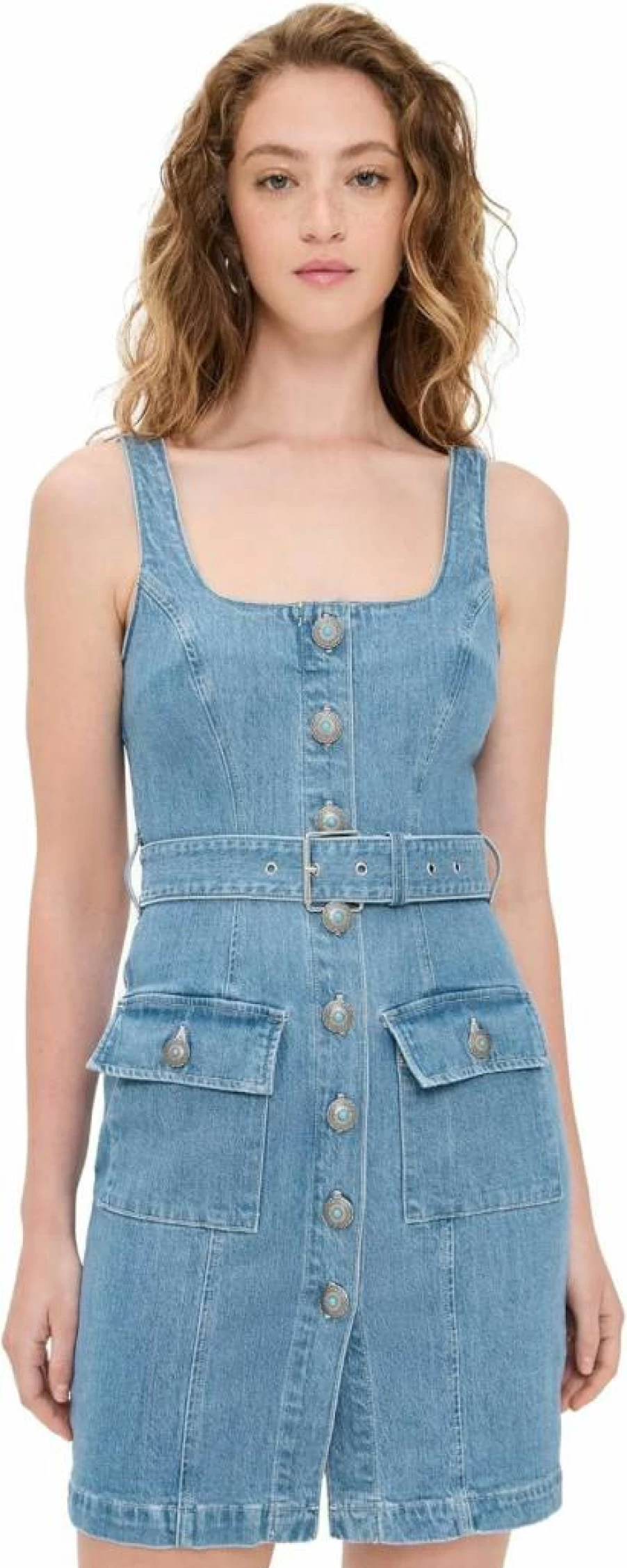 L'AGENCE Women's Button Front Tank Dress - Stylish Casual Summer Dress
