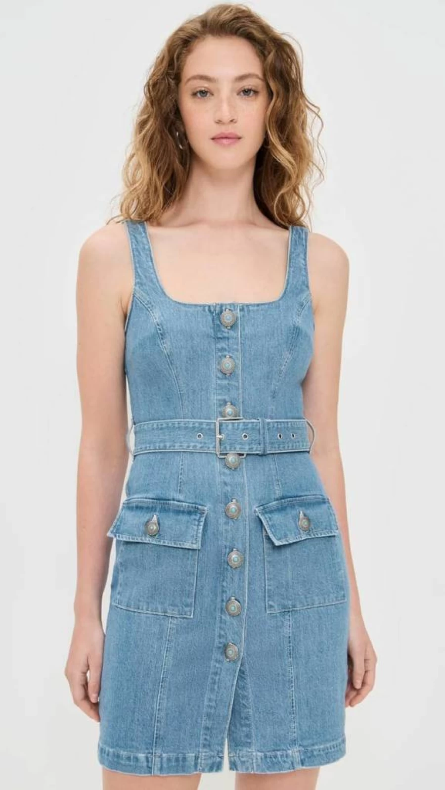 L'AGENCE Women's Button Front Tank Dress - Stylish Casual Summer Dress