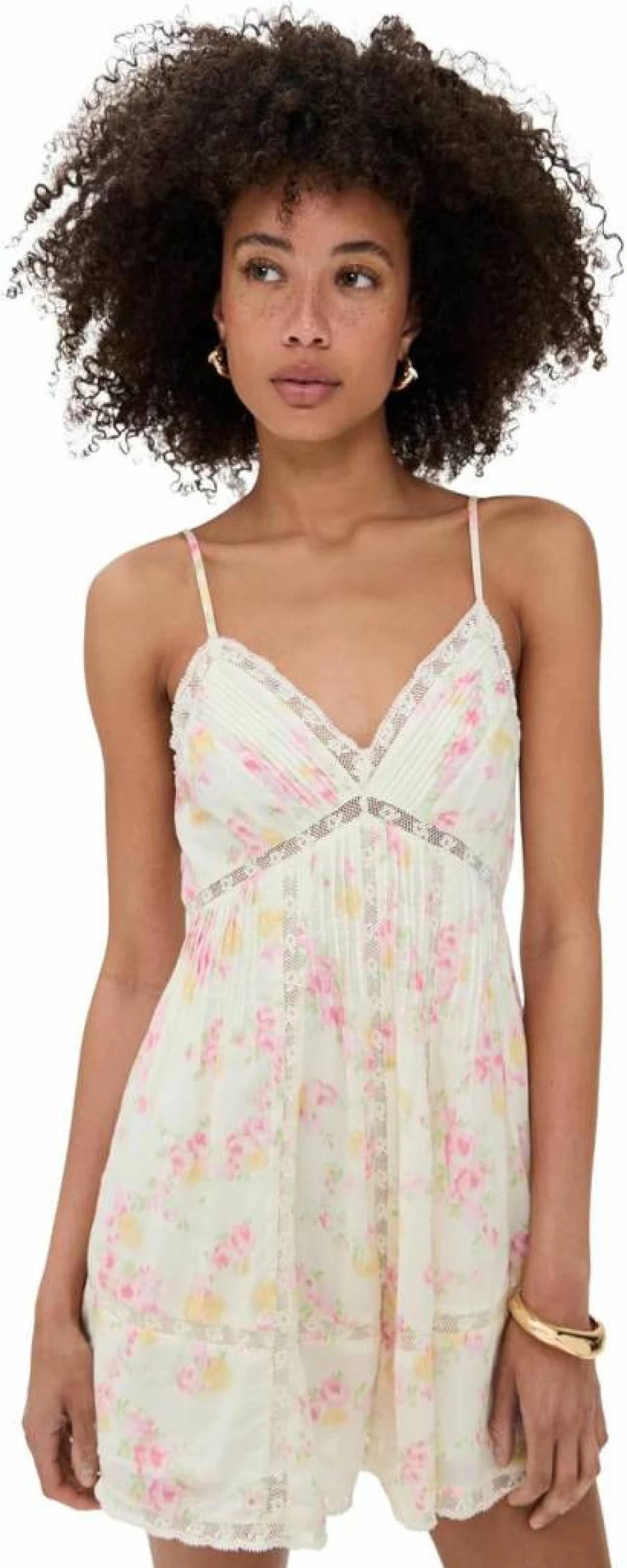 LOVESHACKFANCY Women's Docila Floral Summer Dress - Boho Chic Mini Dress with Ruffles
