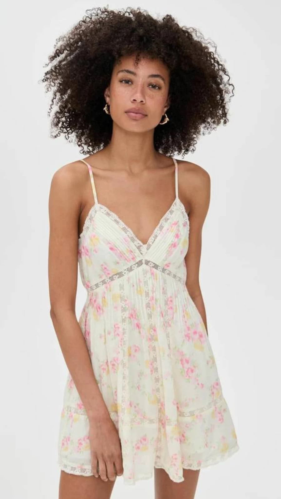 LOVESHACKFANCY Women's Docila Floral Summer Dress - Boho Chic Mini Dress with Ruffles