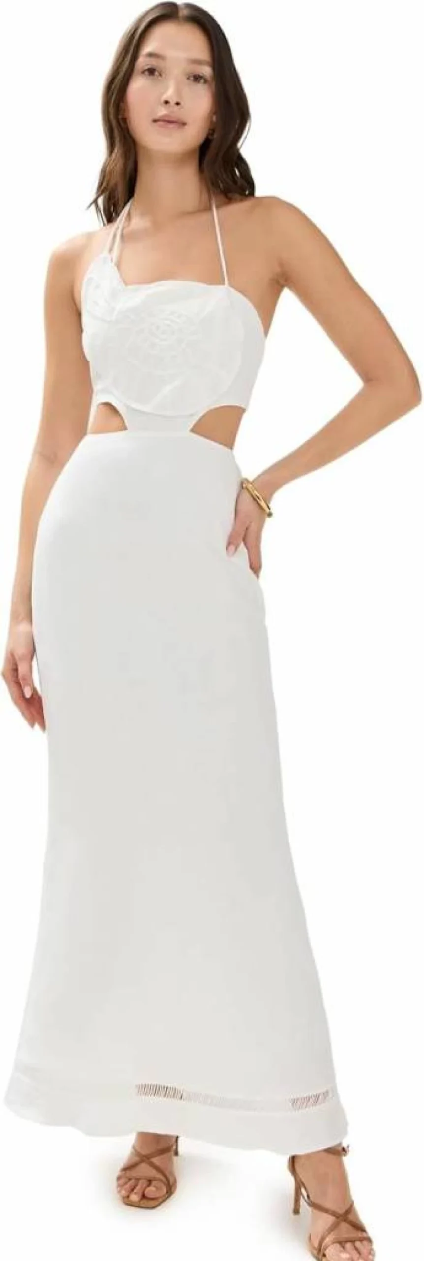 The Wolf Gang Women's Cara Shell Maxi Dress - Flowy Beach Summer Dress with Long Sleeves