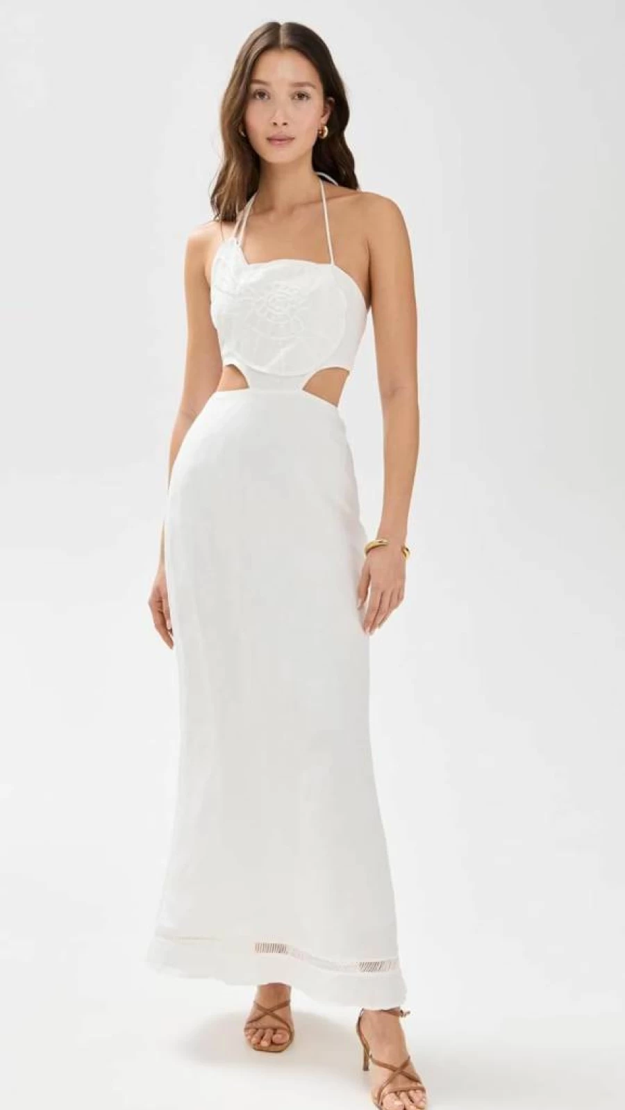 The Wolf Gang Women's Cara Shell Maxi Dress - Flowy Beach Summer Dress with Long Sleeves