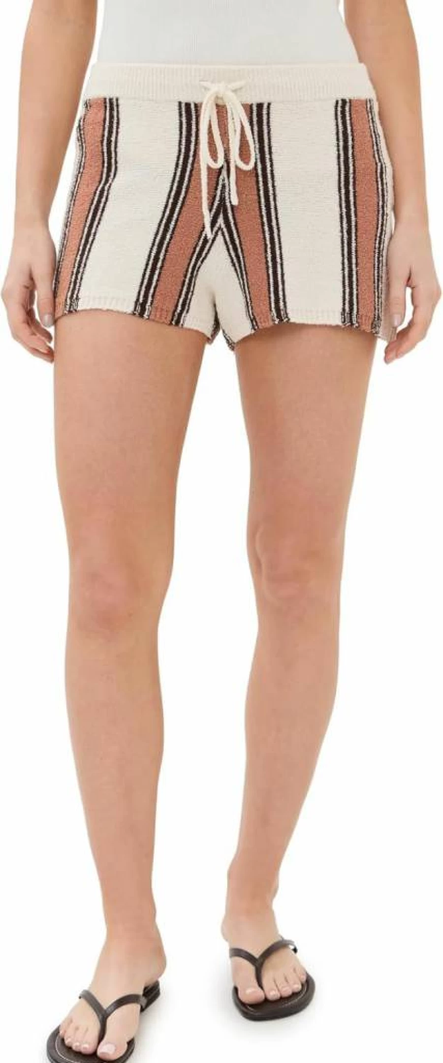 LE BOP Women's Striped Casual Shorts - Comfortable Summer High-Waisted Beach Shorts for Women