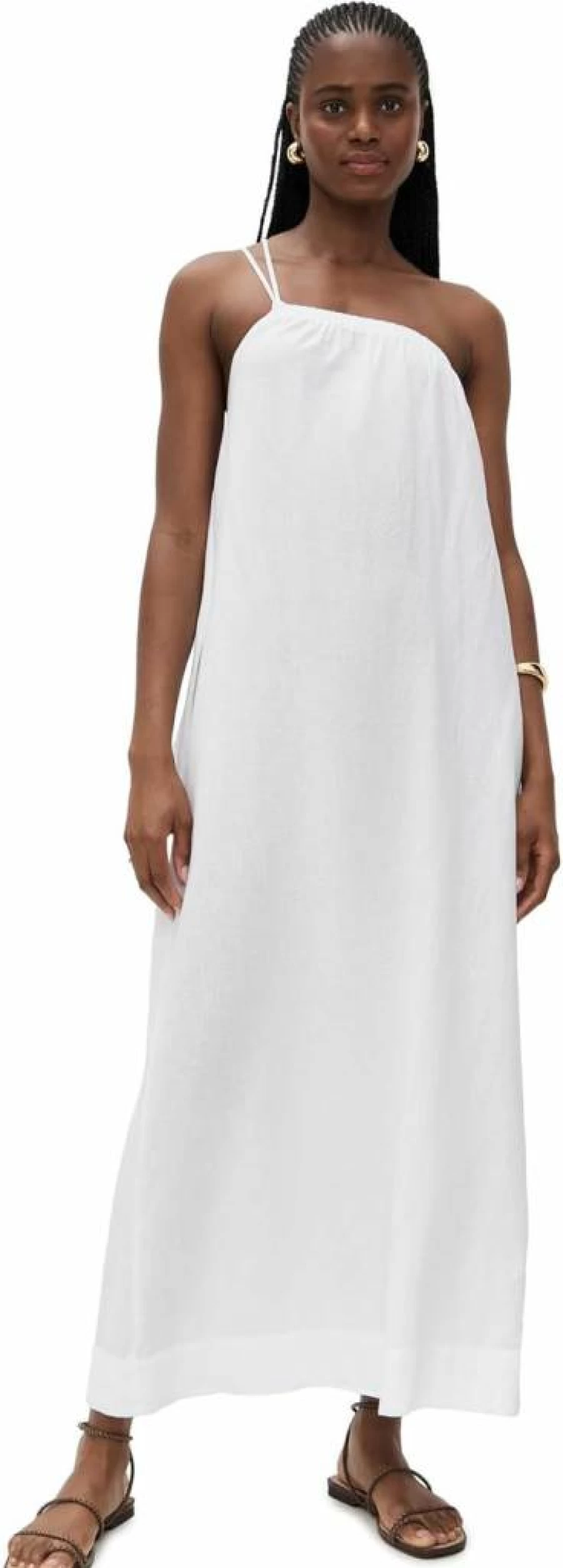 Stateside Women's Linen Asymmetrical Tie-Waist Maxi Dress | Summer Boho Chic Long Dress