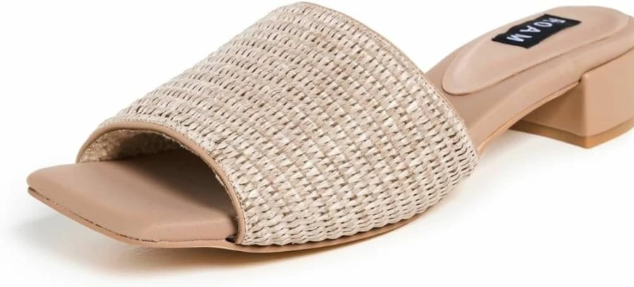 R0AM Women's Square Toe Raffia Block Heels - Stylish Summer Wedge Sandals