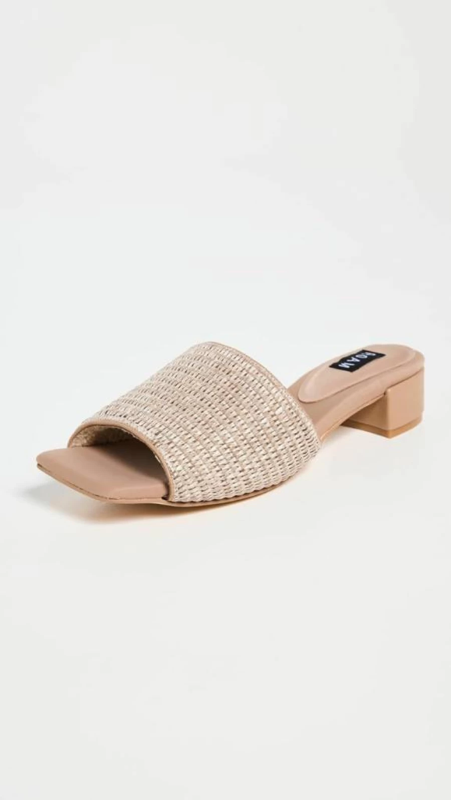 R0AM Women's Square Toe Raffia Block Heels - Stylish Summer Wedge Sandals