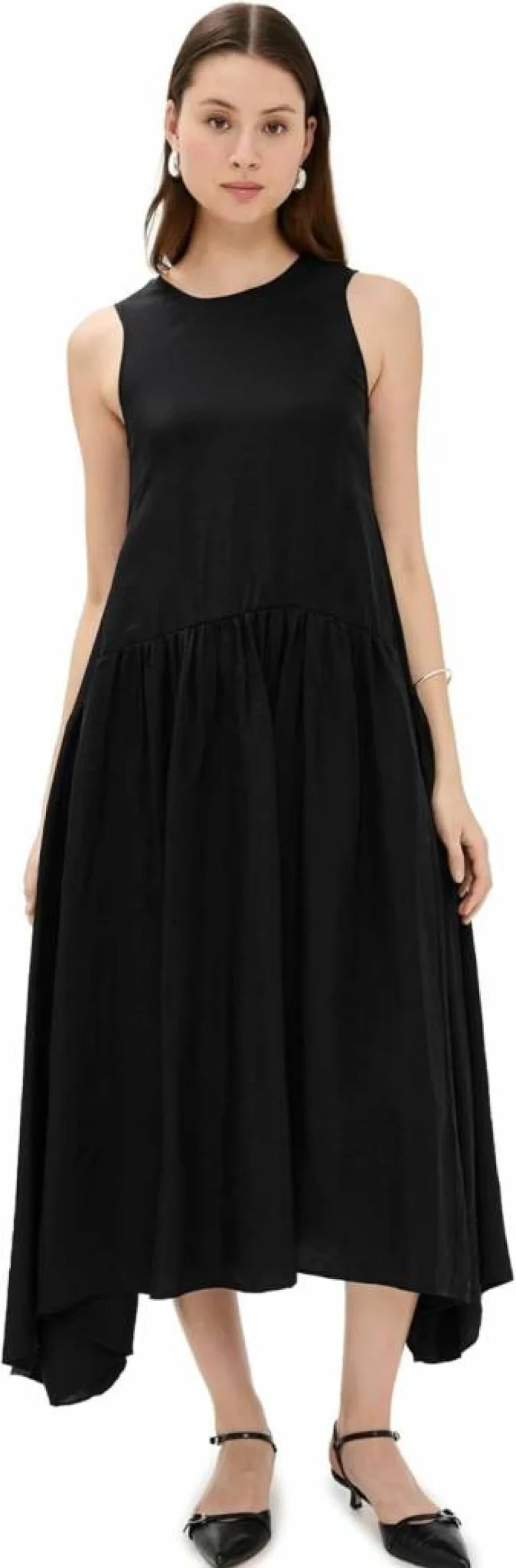 MEIMEIJ Women's Sleeveless Viscose Dress with Side Yokes - Lightweight Summer Casual Dress