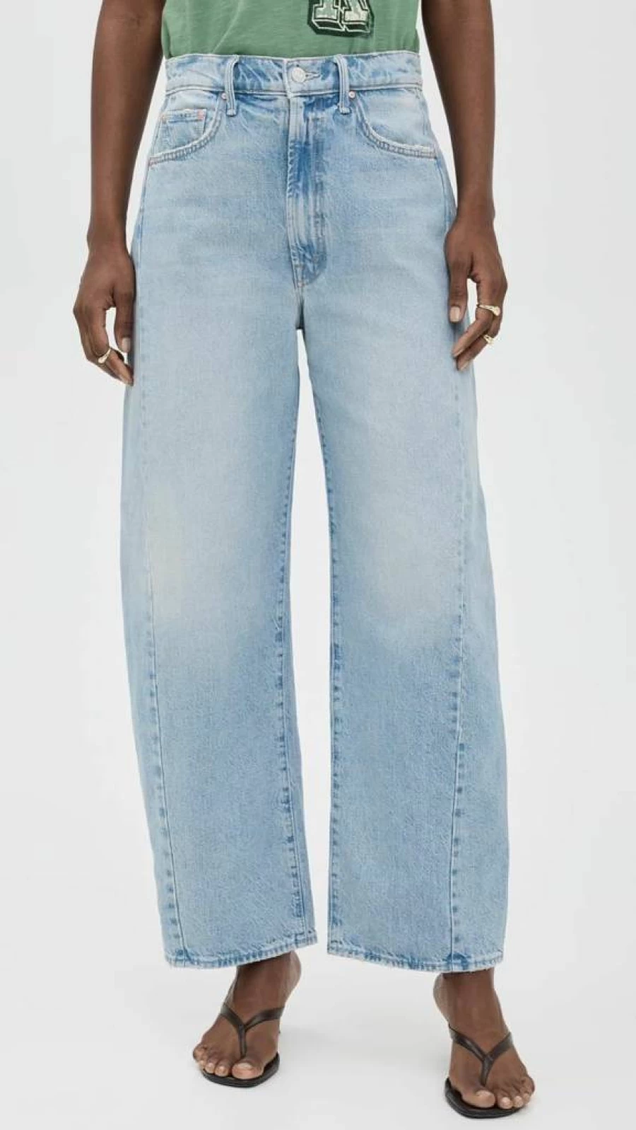 MOTHER Women's High-Rise Wide-Leg Flared Jeans Full-Length Bootcut Denim Pants