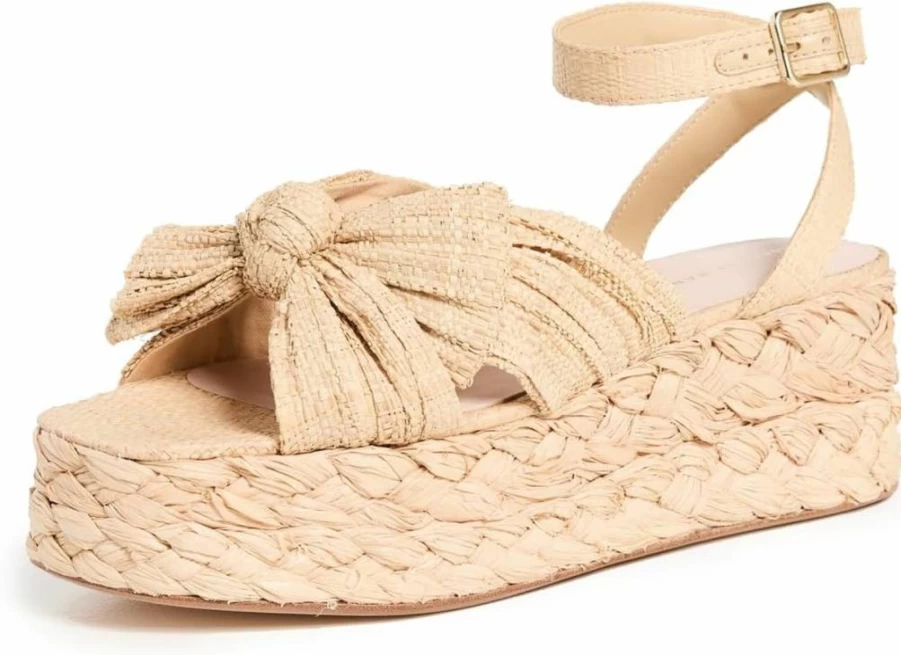 Loeffler Randall Women's Gaby Pleated Bow Espadrille Flats with Braided Detail