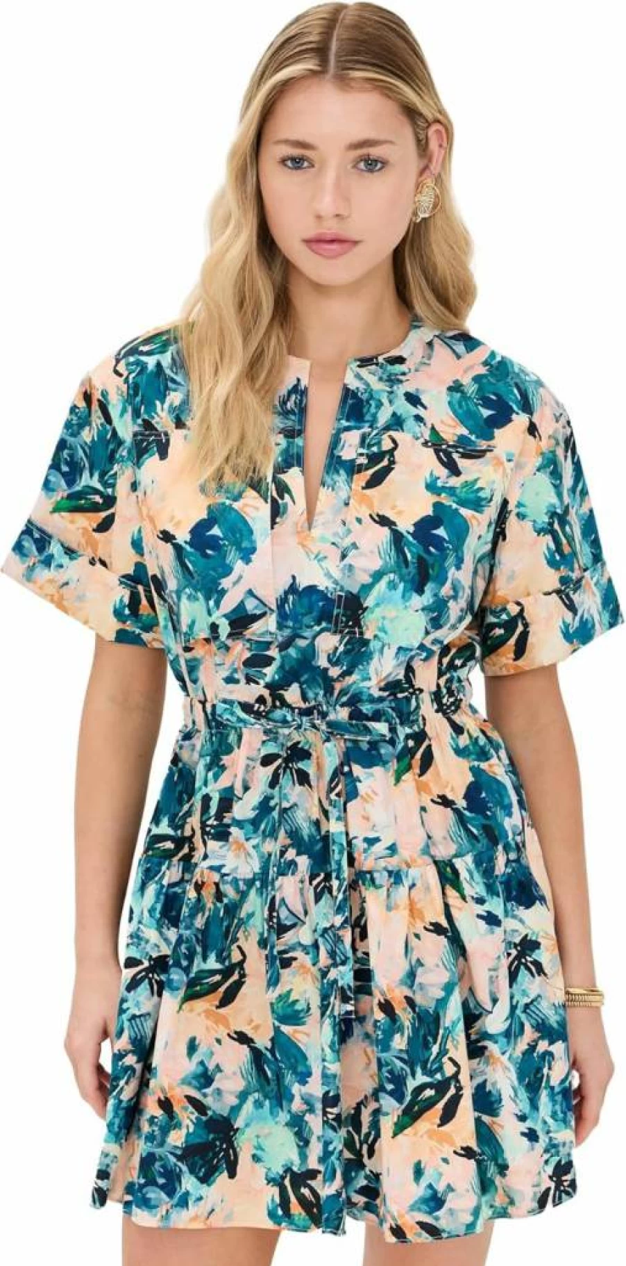 Ulla Johnson Women's Nadira Dress - Floral Printed Bohemian Maxi Dress with V-Neck and Long Sleeves
