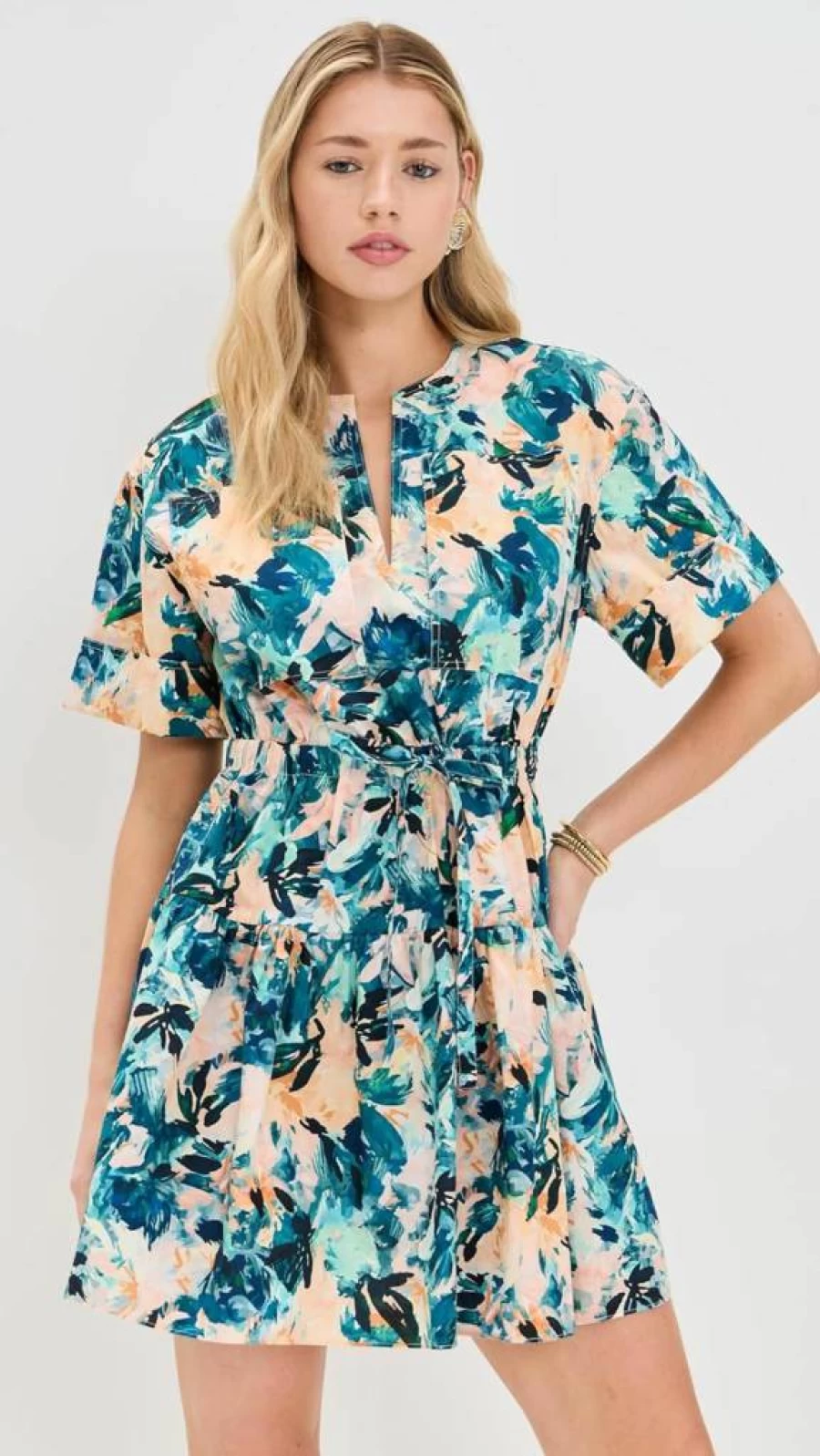 Ulla Johnson Women's Nadira Dress - Floral Printed Bohemian Maxi Dress with V-Neck and Long Sleeves