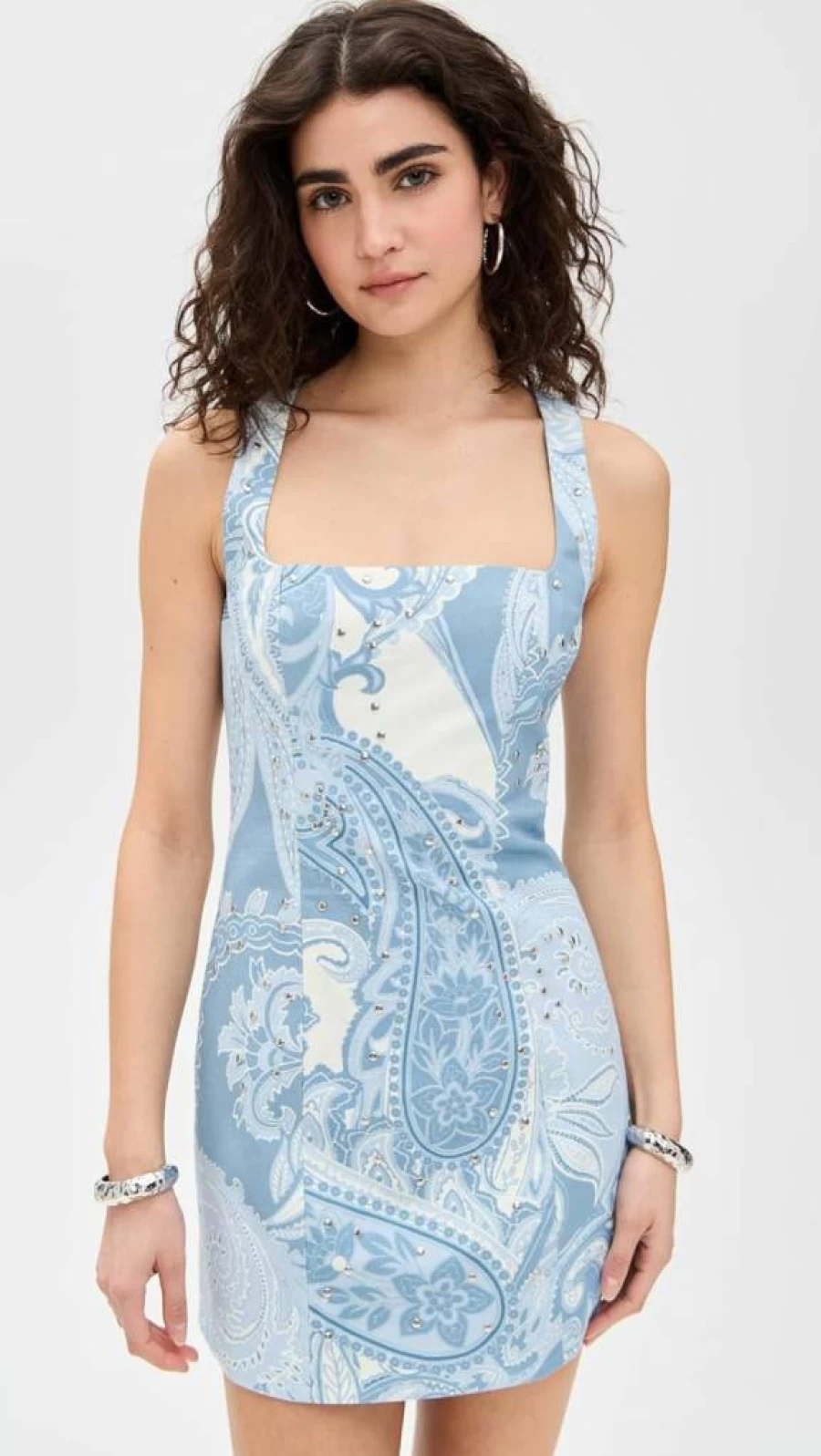 Hemant and Nandita Women's Square Neck Mini Dress - Elegant Summer Casual Outfit