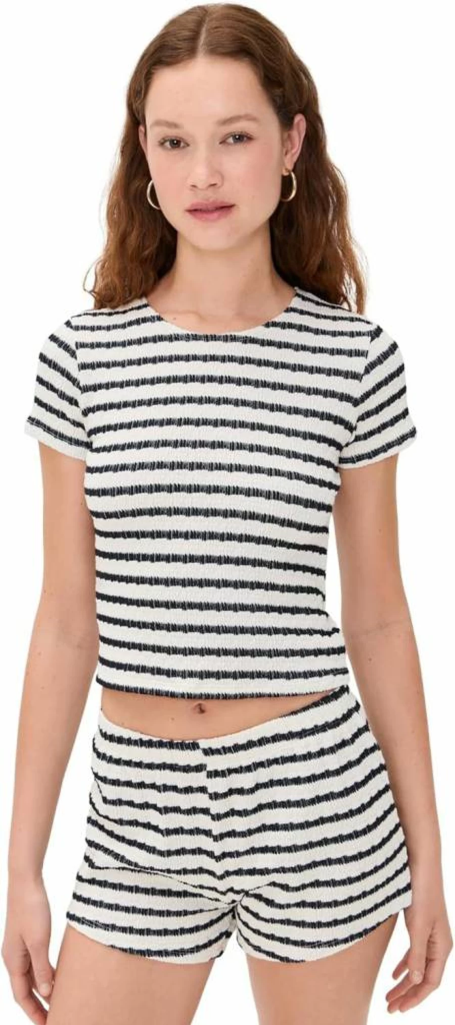 LE BOP Women's Eloise Striped T-Shirt | Casual Short Sleeve Top for Women